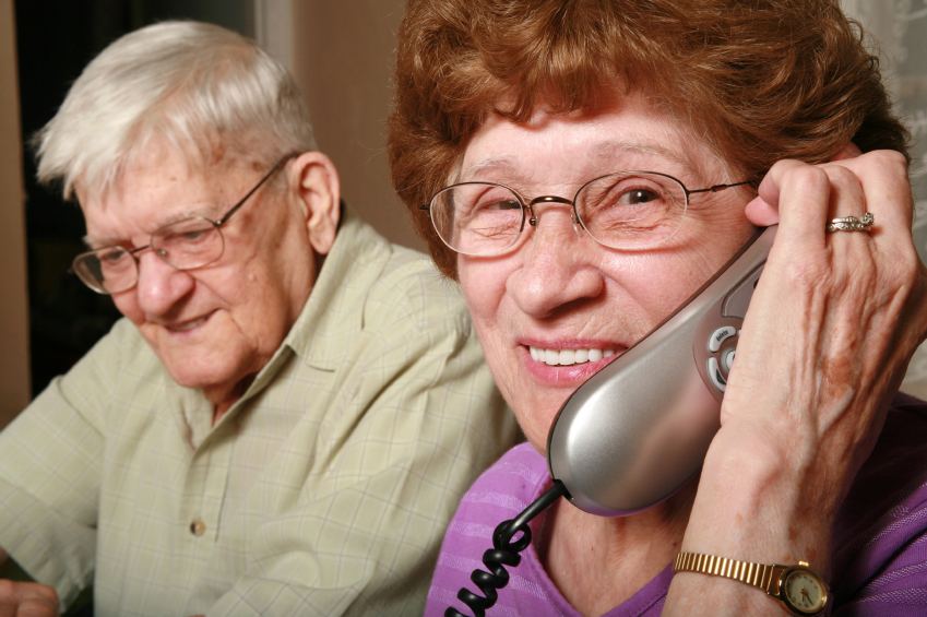 Care residents on phone
